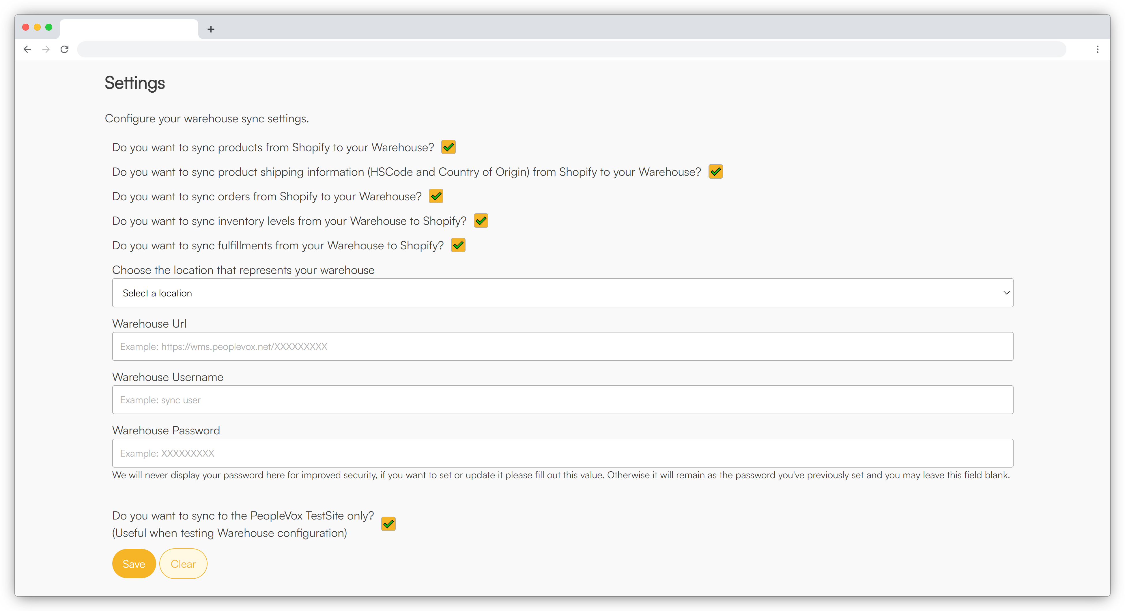 Screenshot of Pimsical Settings